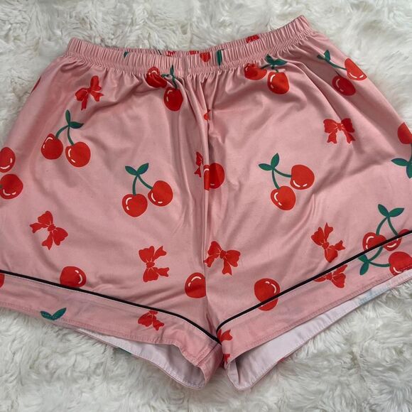 Cherry Print Women's Pink Pajamas SZ Med - Picture 3 of 8